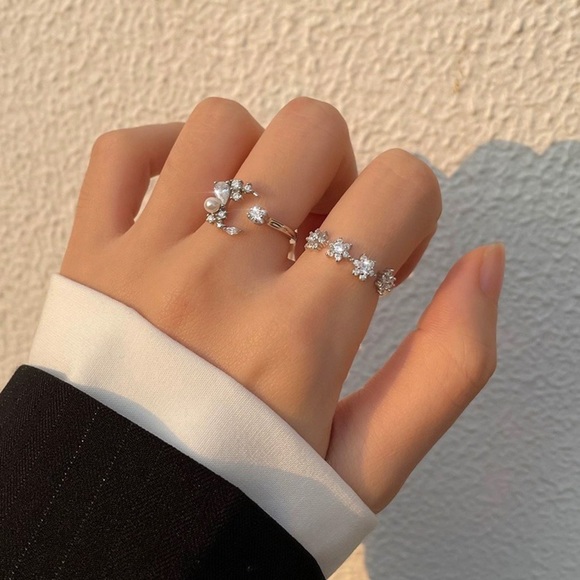 Silver ring duo, adjustable silver ring, cute ring, rings set - Picture 3 of 4